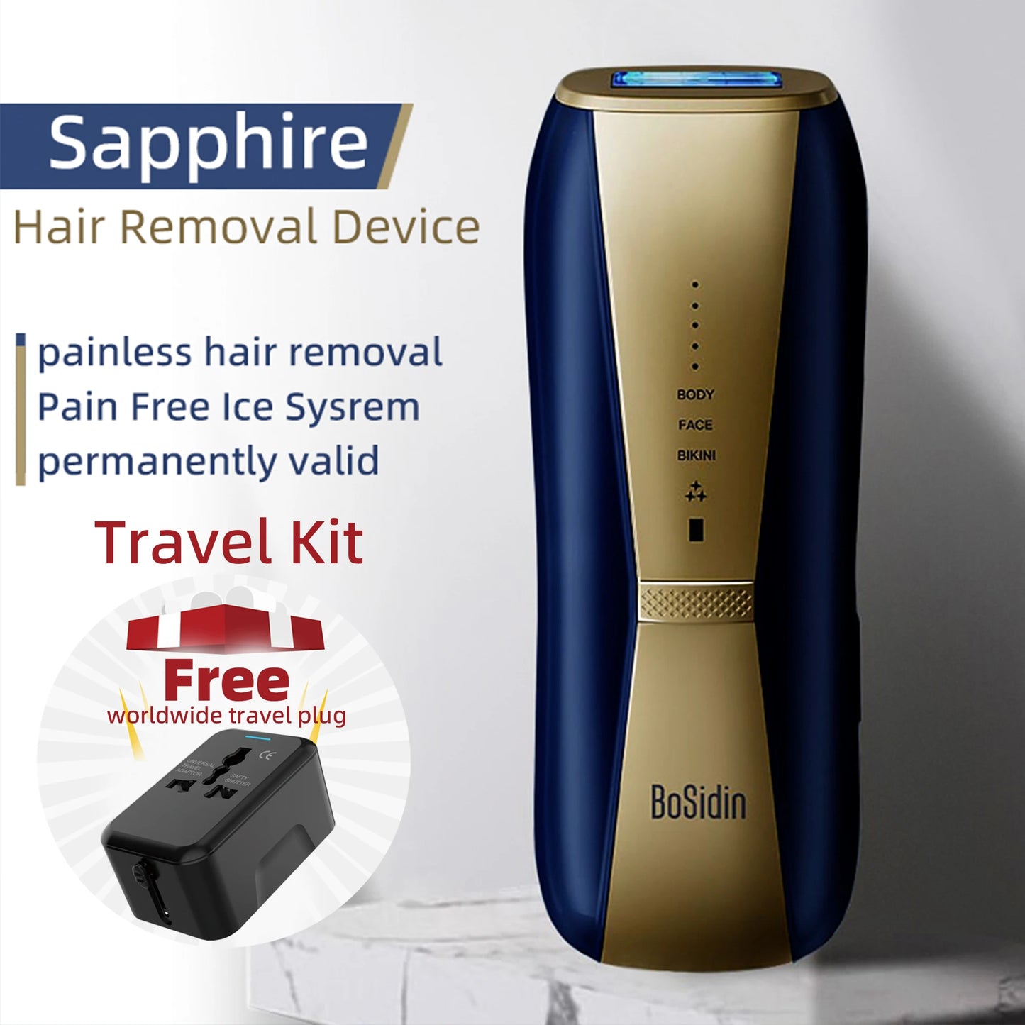 Bosidin-Machine d'épilation laser 3 en 1, pour un usage domestique, avec refroidissement automatique de la glace IPL, flash MF ite, unisexe